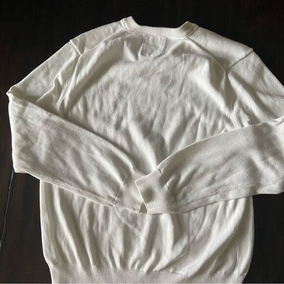 Express Men’s V Neck Sweater Snow White Cotton Size Large - Picture 5 of 9